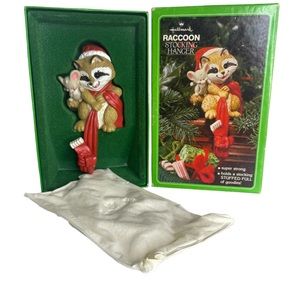 Hallmark 1982 racoon and mouse stocking hanger